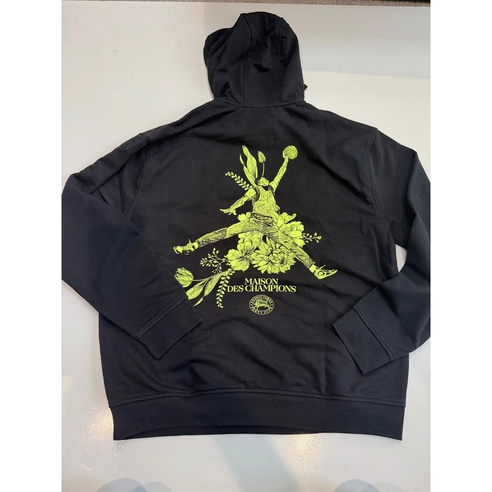 Jordan Sport‎ Dri-FIT Maison Des Champions Floral Hoodie Black Neon Yellow Large